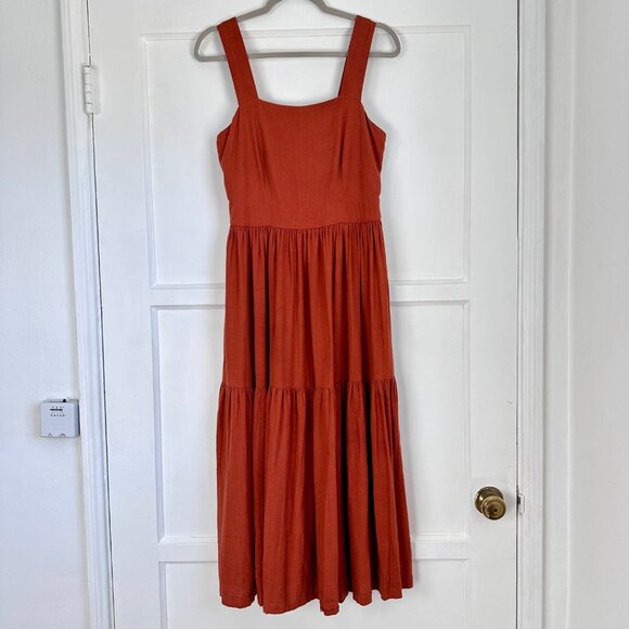 Anne Taylor Dresses & Skirts - Anne Taylor Linen Rayon Tiered Maxi Dress Rust Brick, Size 4